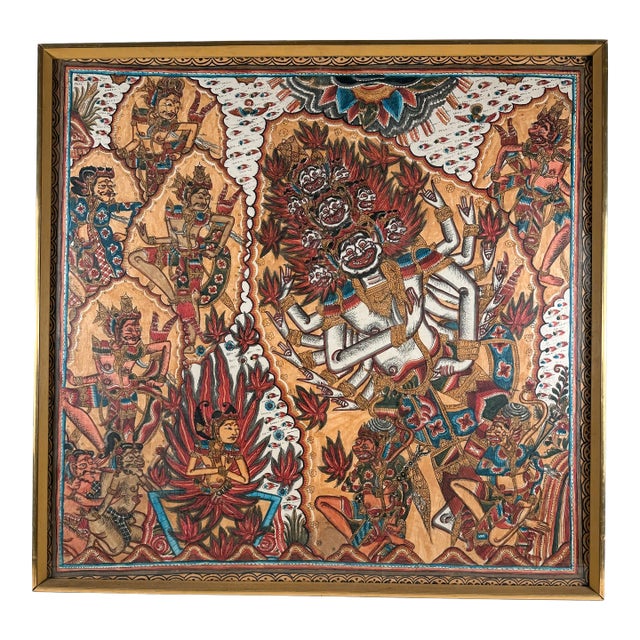Balinese Kamasan Painting, "Burning of the God of Love, Samaradahan", C. 1940 For Sale