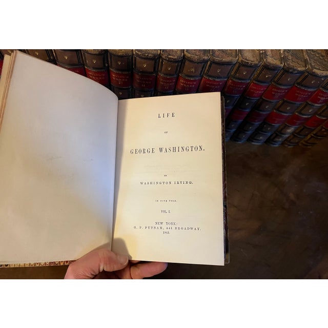 Antique 19th Century Fine Leather Bindings Works of Washington Irving Books - Set of 22 For Sale - Image 10 of 12