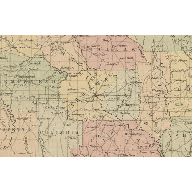Arkansas Map by Colton, 1864 For Sale - Image 5 of 10