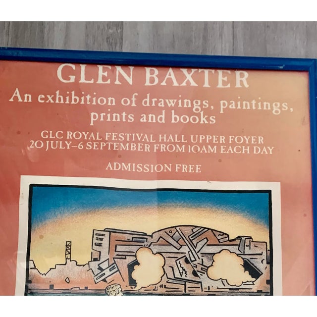 English 1980s Glen Baxter Royal Festival Hall London Exhibition Framed Poster For Sale - Image 3 of 6