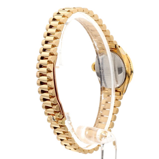 Rolex 1980s Rolex Precision 22mm Diamond Bezel 18k Gold Watch For Sale - Image 4 of 9