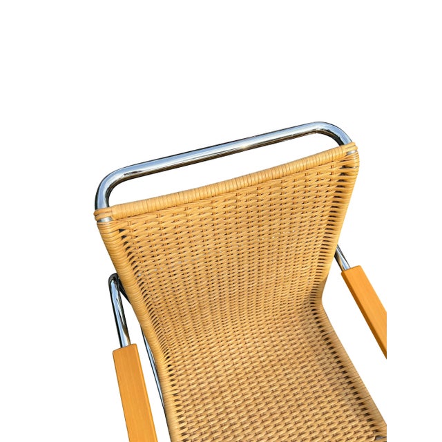 1970s Marcel Breuer B35 Modern Rattan Wicker Arm Chairs for Icf a Pair For Sale - Image 10 of 11