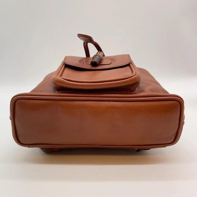 1990s Gucci Bamboo Mini Backpack Leather Brown For Sale In Boston - Image 6 of 17