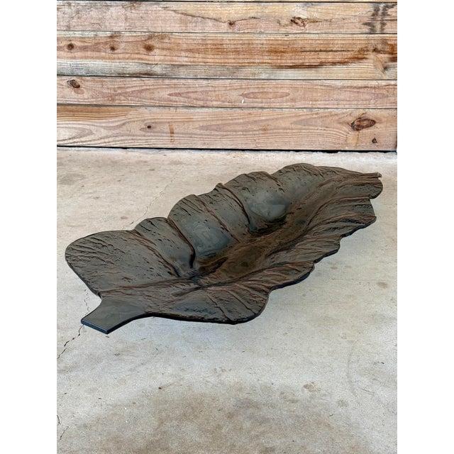 Uttermost Monumental Boho Sculptural Leaf Form Art Glass Platter in the Manner of Uttermost For Sale - Image 4 of 10