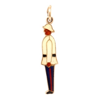 Vintage English 9Ct Gold & Enamel Nassau Bahamas Policeman Charm for a Bracelet For Sale