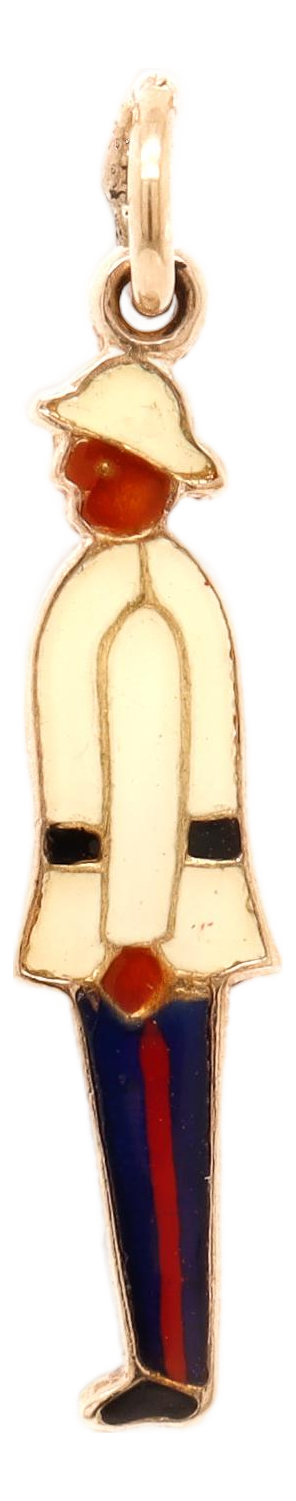 Vintage English 9Ct Gold & Enamel Nassau Bahamas Policeman Charm for a Bracelet