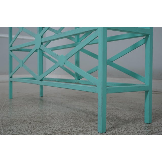 Stone Ej Victor Modern Design Verdigris Marble Top Metal Base Console Table For Sale - Image 7 of 12