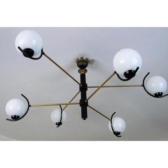 Chandelier in the style of Stilnovo, 1960s. For Sale - Image 3 of 9