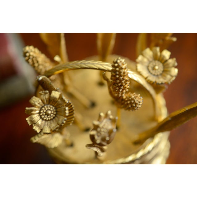 Gold Mid-20th Century Hollywood Regency Gold Flower Basket Cocktail Picks - Set of 10 For Sale - Image 8 of 9