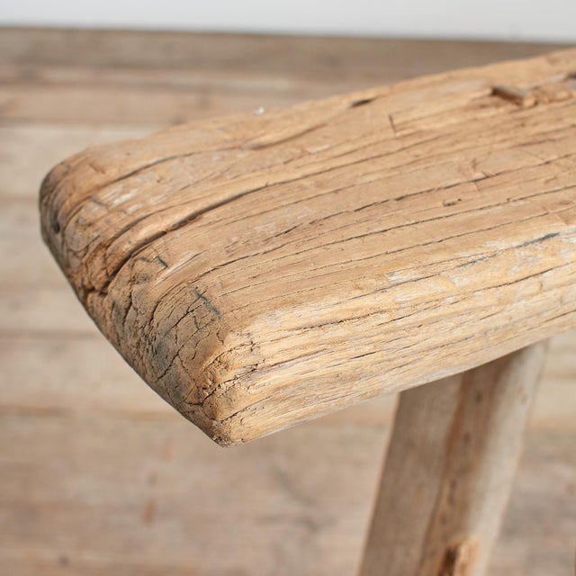 Brown Antique Rustic Wooden Hallway Pig Bench For Sale - Image 8 of 9