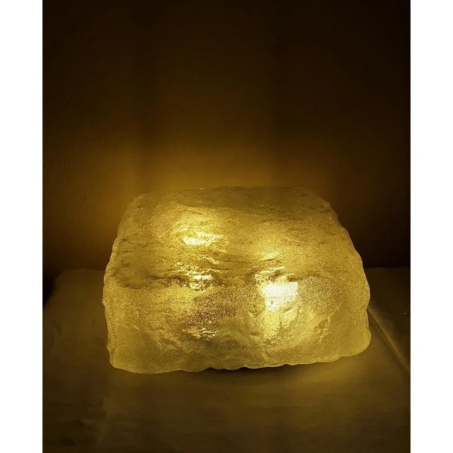 1970s Vintage Ceiling Lamp with Shade in Square Ice Glass on Black Metal Mount, 1970s For Sale - Image 5 of 7