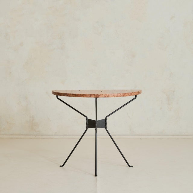 French Breccia Marble Demilune Console Table with Iron Base, 1960s - 2 Available For Sale - Image 4 of 11