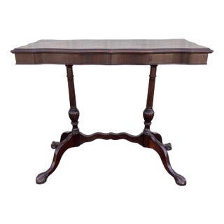 Traditional Victorian Mahogany Console Side Table- Clawfoot, Scalloped Edge For Sale