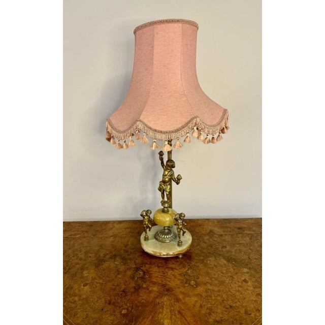 1910s Edwardian Onyx and Gilded Brass Table Lamp, 1910s For Sale - Image 5 of 6