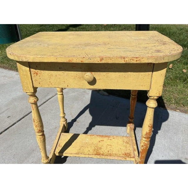 Folk Art 19thc Original Mustard Over Red One Drawer Side Table/ Night Stand For Sale - Image 3 of 6