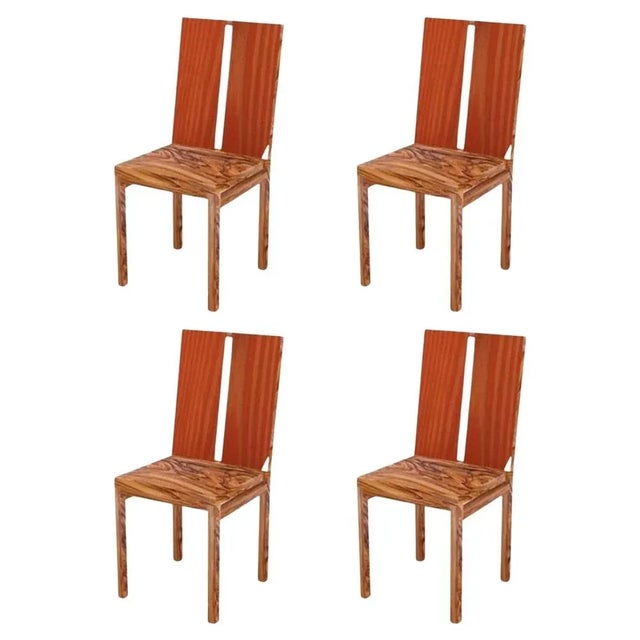 Wood Two Stripe Chair by Derya Arpac, Set of 4 For Sale - Image 7 of 7