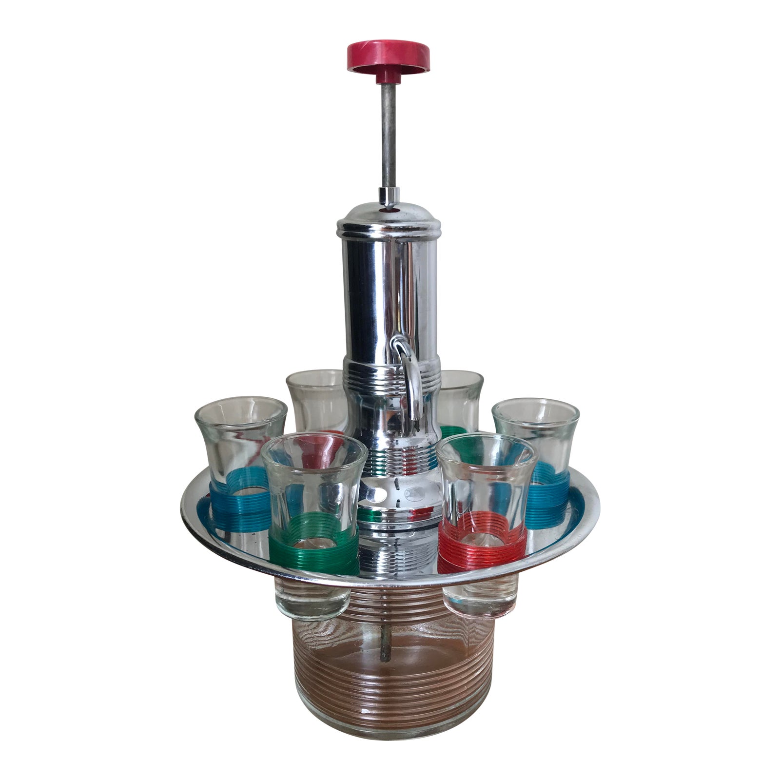 Vintage 1950’s Liquor Dispenser & Shot Glasses Chairish