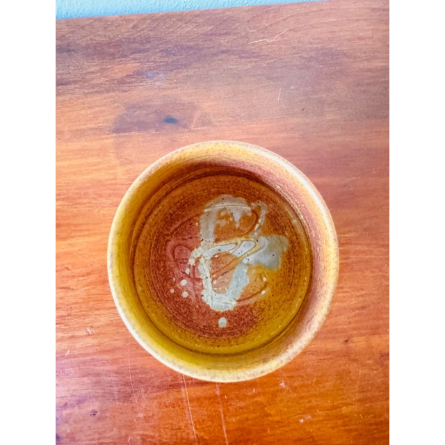 Signed Mustard Yellow and Robins Egg Blue Studio Pottery Vessel For Sale In Boise - Image 6 of 8