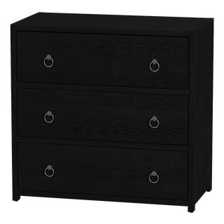 Lark 34 in. W Rectangular Wood 3 Drawer Dresser, Washed Black For Sale