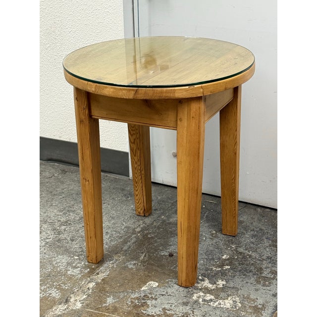 Custom Design Pine + Glass Side Table For Sale - Image 4 of 12