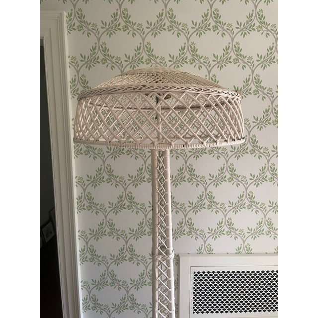 Antique Early 20th Century White Woven Wicker Sanding Lamp For Sale - Image 4 of 10