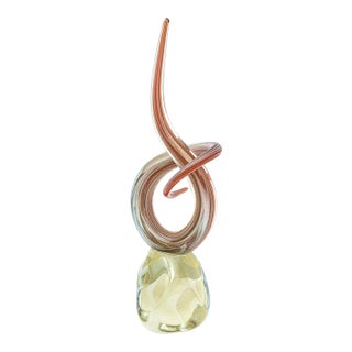 Vintage Murano Swirled Signed Love Knot Glass Sculpture, 1980's For Sale
