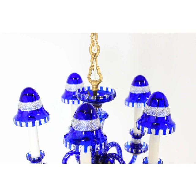 Blue Czechoslovakian Blue Glass Chandelier, 1940s For Sale - Image 8 of 12
