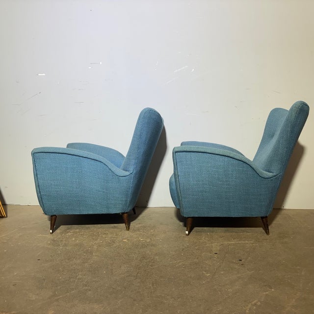 Modern Mid-Century Blue Armchairs from Isa Bergamo, 1950s, Set of 2 For Sale - Image 3 of 16