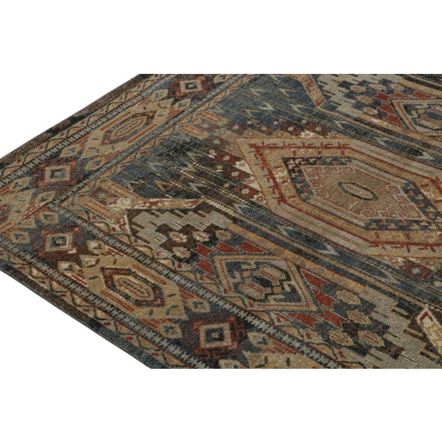 2010s Rug & Kilim’s Tribal Style Rug in Blue, Brown, Red & Gold Geometric Pattern For Sale In New York - Image 6 of 8