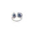 Ink Blue 5.32 Carat Deep Blue Sapphire Toi Et Moi Ring With Halo Diamonds in 18k White Gold Size 6.5 For Sale - Image 8 of 14