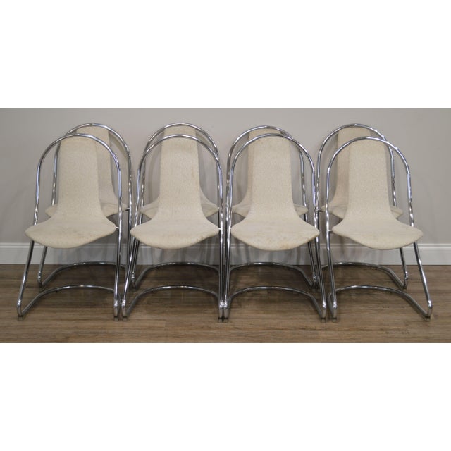 Mid Century Modern Set of 8 Chrome Frame Cantilever Dining ...