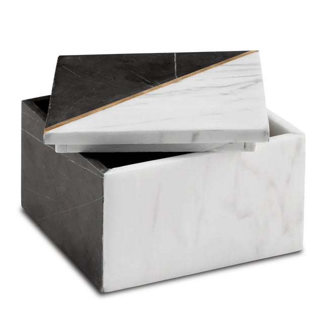 The Deena Marble Box is geometrically sophisticated. The white and pietra gray marble are juxtaposed against each other in...