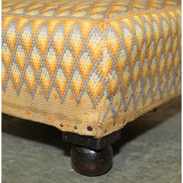 Small Georgian English Country House Footstool with Embroidered Top Bun Feet, 1800s For Sale - Image 10 of 18