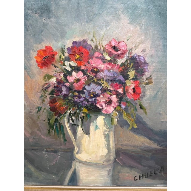 Baroque 20th Century Oil on Canvas Spanish Flowers Painting, signed by Chueca For Sale - Image 3 of 6