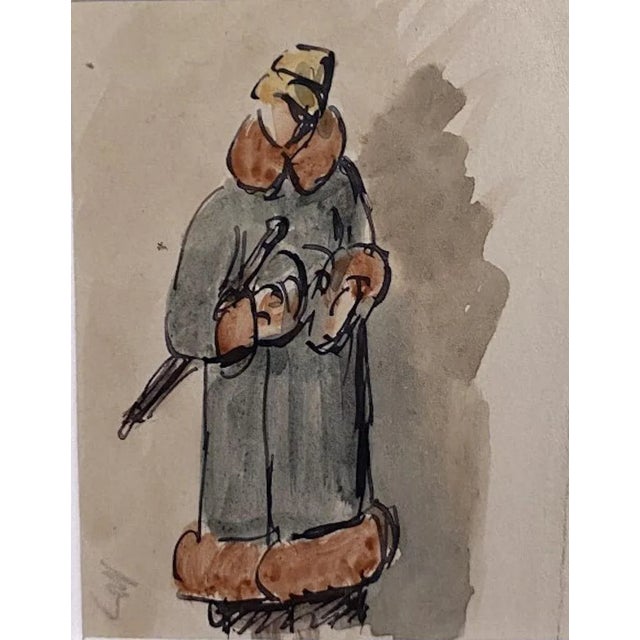 Karl Hanny, Woman Figure, Mid-20th Century, Ink and Watercolor For Sale - Image 3 of 3
