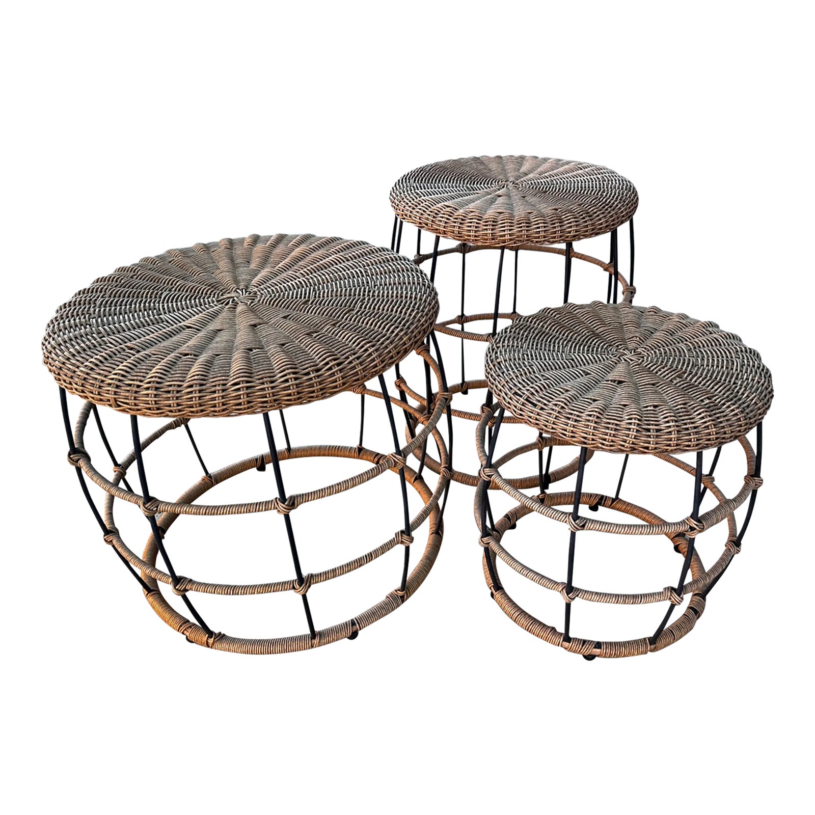 West Elm Style Set of Outdoor Side Tables | Chairish