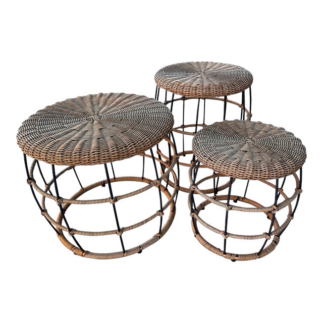 West Elm Style Set of Outdoor Side Tables Chairish