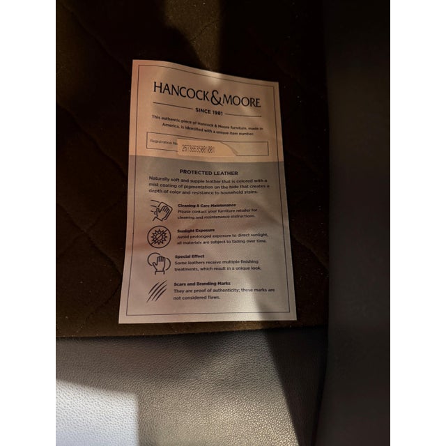 2020s Hancock & Moore Navy Leather Power Recliner For Sale - Image 5 of 5