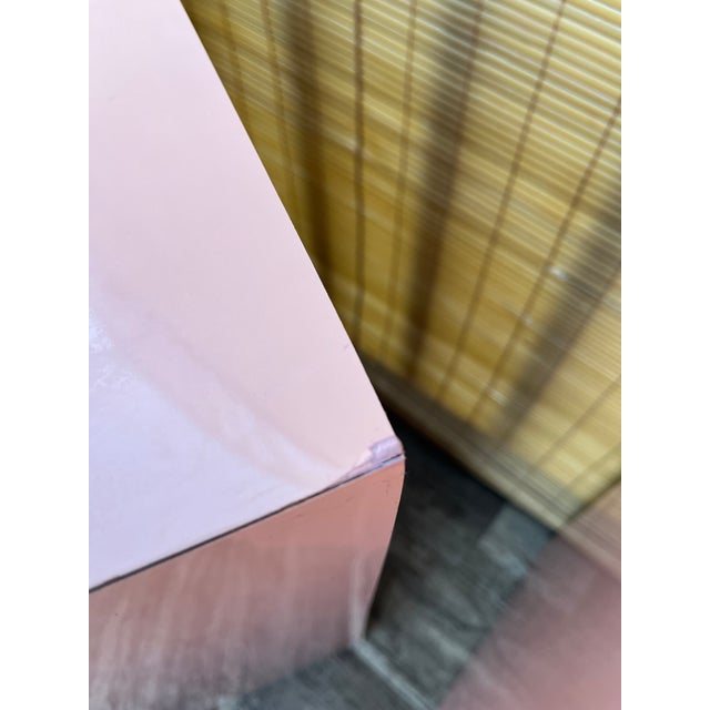 A Pair of Custom Made Postmodern Pink Waterfall Formica Nightstands. Circa 1980s For Sale - Image 10 of 18