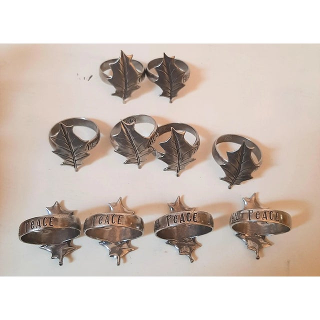 English Christmas Napkin RIngs Heavenly Peace Set 10 For Sale - Image 3 of 9