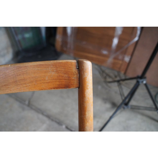 Wood Early 20th Century Primitive Antique Shaker Style Maple Ladder Back Dining Side Chairs Rush Seat - Set of 2 For Sale - Image 7 of 12