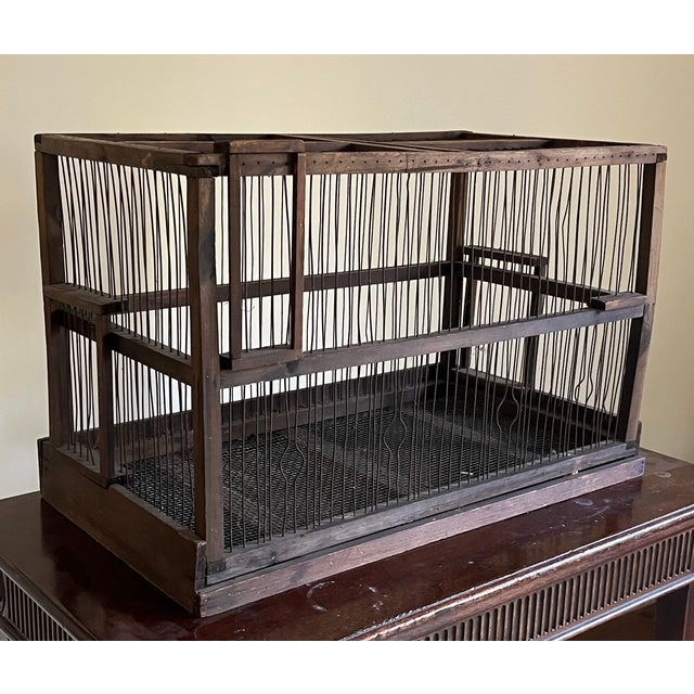 Large Antique Early 20th Century French Wood and Wire Turreted Bird Cage For Sale - Image 15 of 18