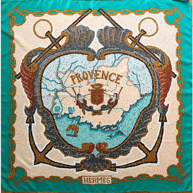 1990s Hermès La Provence 1991 Silk Scarf Designed by Grygkar Hugo For Sale - Image 10 of 12