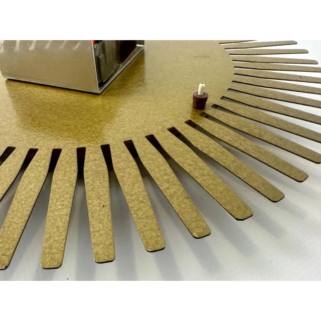 Mid-Century Modern Sunburst Wall Clock in Brass from Meister Anker, 1960s For Sale - Image 4 of 10