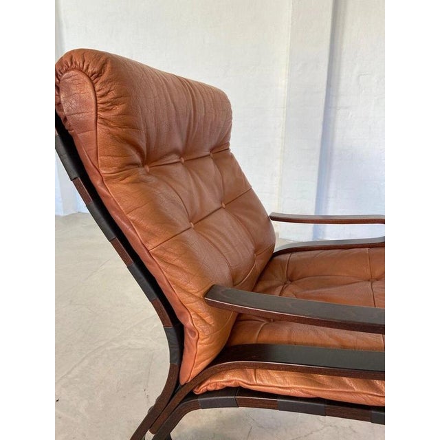 Wood Norwegian Cognac Leather Lounge Chair by Oddvin Rykken, 1960s For Sale - Image 7 of 13