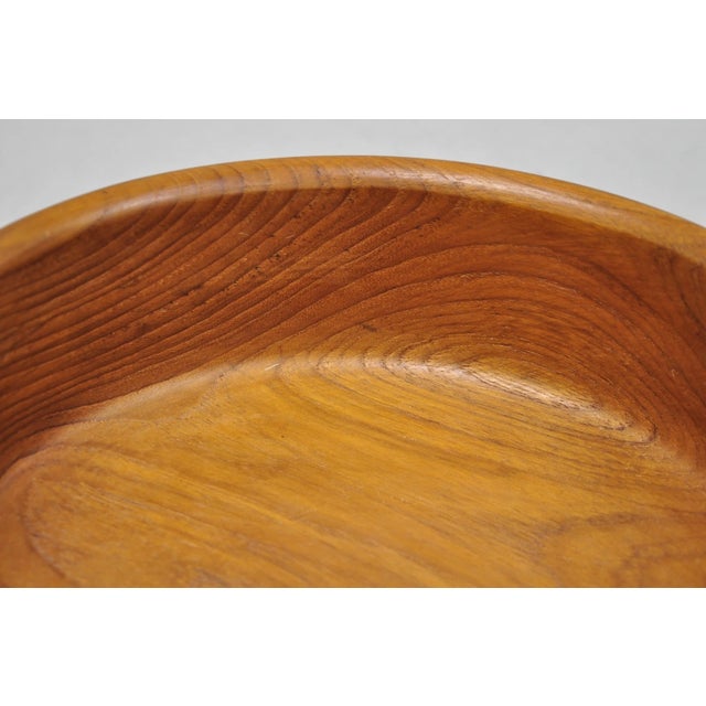 Vintage Mid Century Danish Modern Carved Teak Wood Round Salad Fruit Bowl (B) For Sale - Image 9 of 13