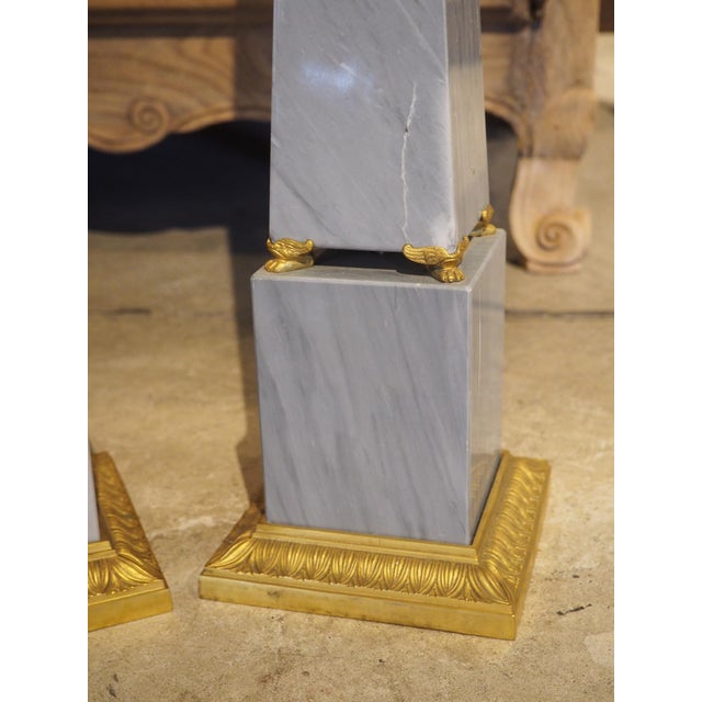 Pair of French Empire Style Blue Turquin Marble Obelisks, Early 1900s For Sale - Image 16 of 18