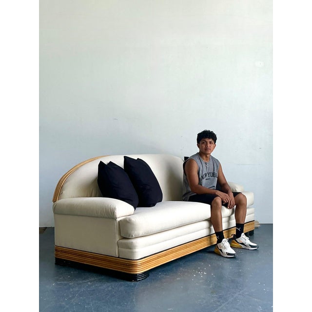 Vintage Stacked Reed Arched Sofa For Sale - Image 12 of 18