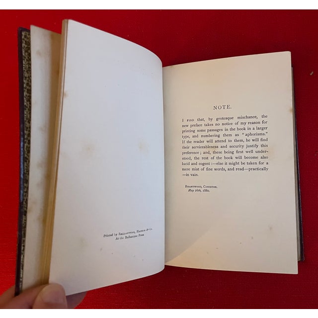 Animal Skin Fine Leather Bindings - John Ruskin "The Seven Lamps of Architecture" 1899 For Sale - Image 7 of 11