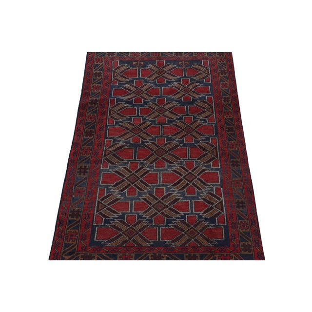 Rug & Kilim Rug & Kilim’s Baluch Tribal Rug With Burgundy and Navy Blue Geometric Patterns For Sale - Image 4 of 8